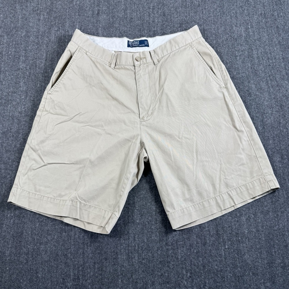 Polo Ralph Lauren Men's Shorts 33 Khaki Beige Chino 100% Cotton Classic Fit